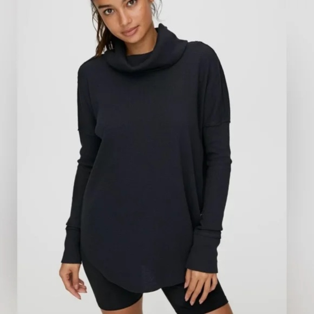 Women's Black TNA Thermal Turtleneck long sleeve